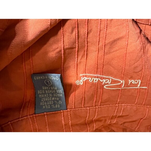 Tori Richards men’s orange large button short sleeve collar textured silk casual - Picture 11 of 14